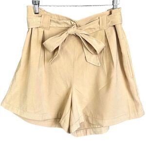 NWT Max Studio High Waist Paperbag Shorts Sand